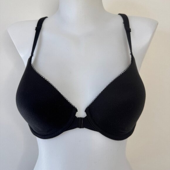 Victoria's Secret Bra Body By Victoria Lined Demi Front Closure Black Sz 32DD - Picture 1 of 11